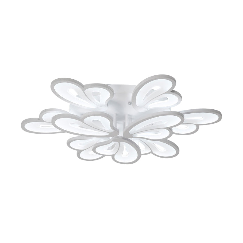 White Butterfly Wing Ceiling Flush Light Contemporary 3/5/12-Head Acrylic Flushmount in Warm/White Light for Hotel Clearhalo 'Ceiling Lights' 'Close To Ceiling Lights' 'Close to ceiling' 'Semi-flushmount' Lighting' 1935339