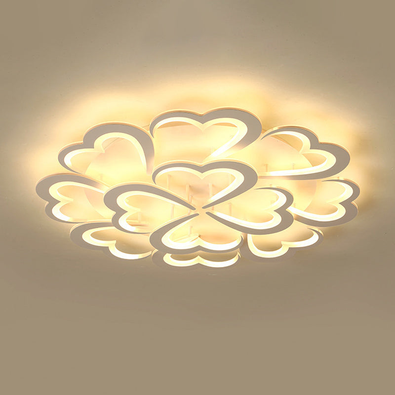 Blooming Flower Close to Ceiling Lamp Modern 4/9/12 Lights White LED Semi Flush Mount in Warm/White Light Clearhalo 'Ceiling Lights' 'Close To Ceiling Lights' 'Close to ceiling' 'Semi-flushmount' Lighting' 1935344