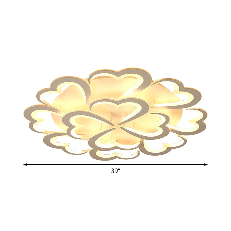 Blooming Flower Close to Ceiling Lamp Modern 4/9/12 Lights White LED Semi Flush Mount in Warm/White Light Clearhalo 'Ceiling Lights' 'Close To Ceiling Lights' 'Close to ceiling' 'Semi-flushmount' Lighting' 1935345
