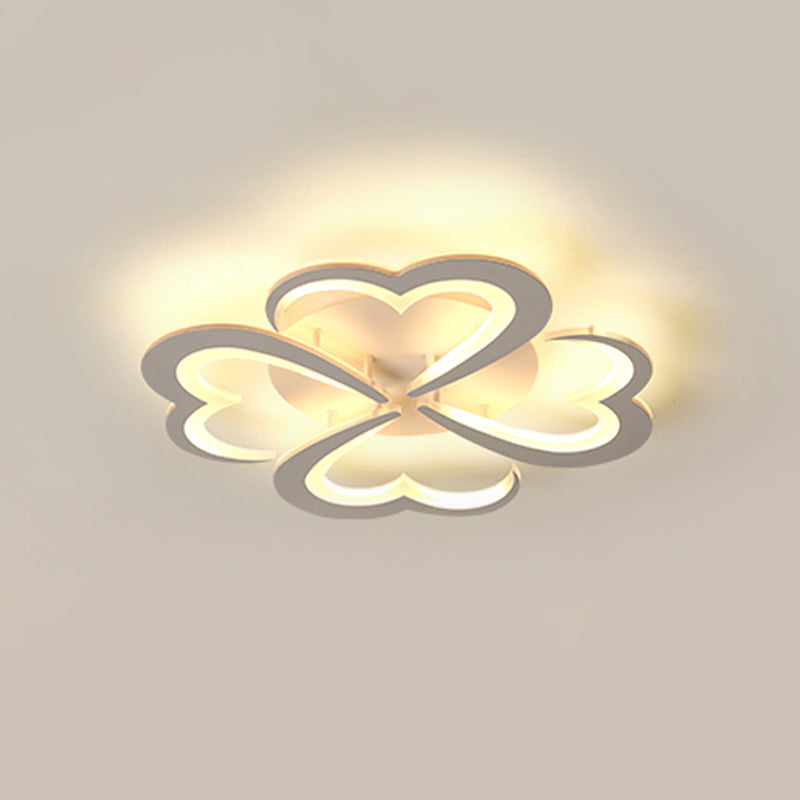 Blooming Flower Close to Ceiling Lamp Modern 4/9/12 Lights White LED Semi Flush Mount in Warm/White Light Clearhalo 'Ceiling Lights' 'Close To Ceiling Lights' 'Close to ceiling' 'Semi-flushmount' Lighting' 1935348