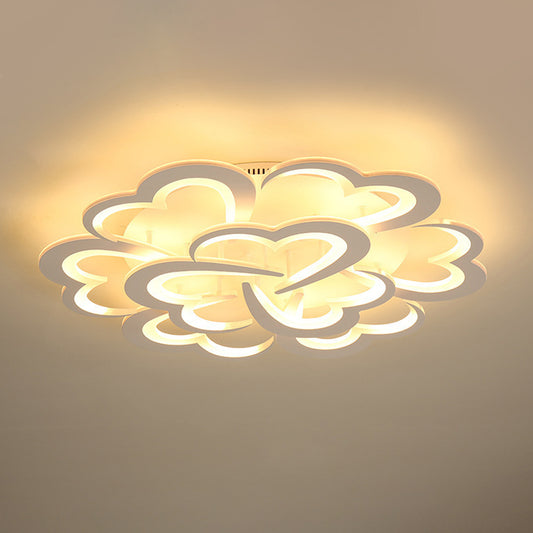 Blooming Flower Close to Ceiling Lamp Modern 4/9/12 Lights White LED Semi Flush Mount in Warm/White Light Clearhalo 'Ceiling Lights' 'Close To Ceiling Lights' 'Close to ceiling' 'Semi-flushmount' Lighting' 1935352