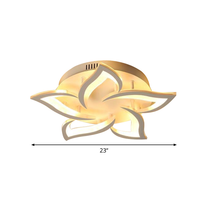 Floral Office Semi Mount Lighting Acrylic 5/10/14 Bulbs Modernist Ceiling Flush Light in Warm/White Light Clearhalo 'Ceiling Lights' 'Close To Ceiling Lights' 'Close to ceiling' 'Semi-flushmount' Lighting' 1935357