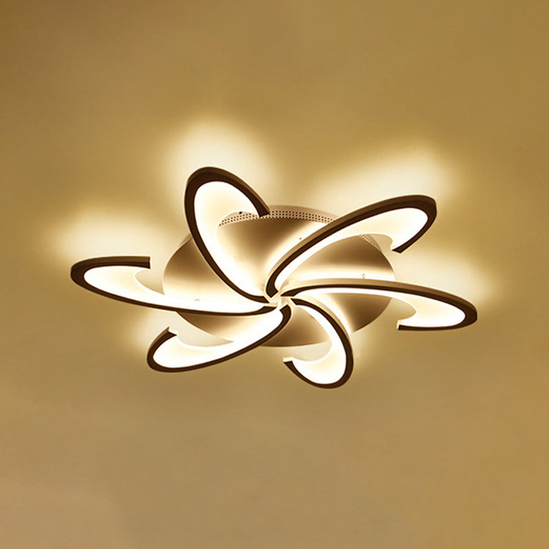 Acrylic Flower Semi Flush Mount Lamp Modernism 6/12-Head White Ceiling Lighting in Warm/White Light for Parlor Clearhalo 'Ceiling Lights' 'Close To Ceiling Lights' 'Close to ceiling' 'Semi-flushmount' Lighting' 1935364