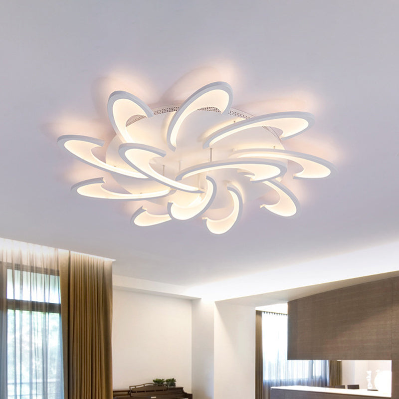 Acrylic Flower Semi Flush Mount Lamp Modernism 6/12-Head White Ceiling Lighting in Warm/White Light for Parlor Clearhalo 'Ceiling Lights' 'Close To Ceiling Lights' 'Close to ceiling' 'Semi-flushmount' Lighting' 1935367