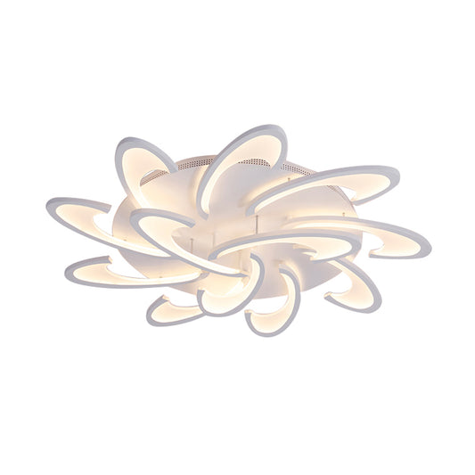 Acrylic Flower Semi Flush Mount Lamp Modernism 6/12-Head White Ceiling Lighting in Warm/White Light for Parlor Clearhalo 'Ceiling Lights' 'Close To Ceiling Lights' 'Close to ceiling' 'Semi-flushmount' Lighting' 1935368
