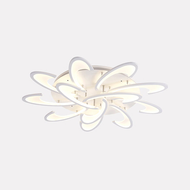 Acrylic Flower Semi Flush Mount Lamp Modernism 6/12-Head White Ceiling Lighting in Warm/White Light for Parlor Clearhalo 'Ceiling Lights' 'Close To Ceiling Lights' 'Close to ceiling' 'Semi-flushmount' Lighting' 1935369