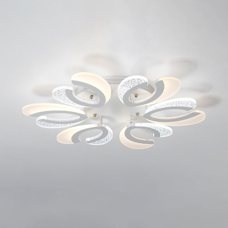 Stylish Modern 4/6/12 Lights Ceiling Lamp White Coral LED Semi Flush Light with Acrylic Shade in Warm/White Light Clearhalo 'Ceiling Lights' 'Close To Ceiling Lights' 'Close to ceiling' 'Semi-flushmount' Lighting' 1935377