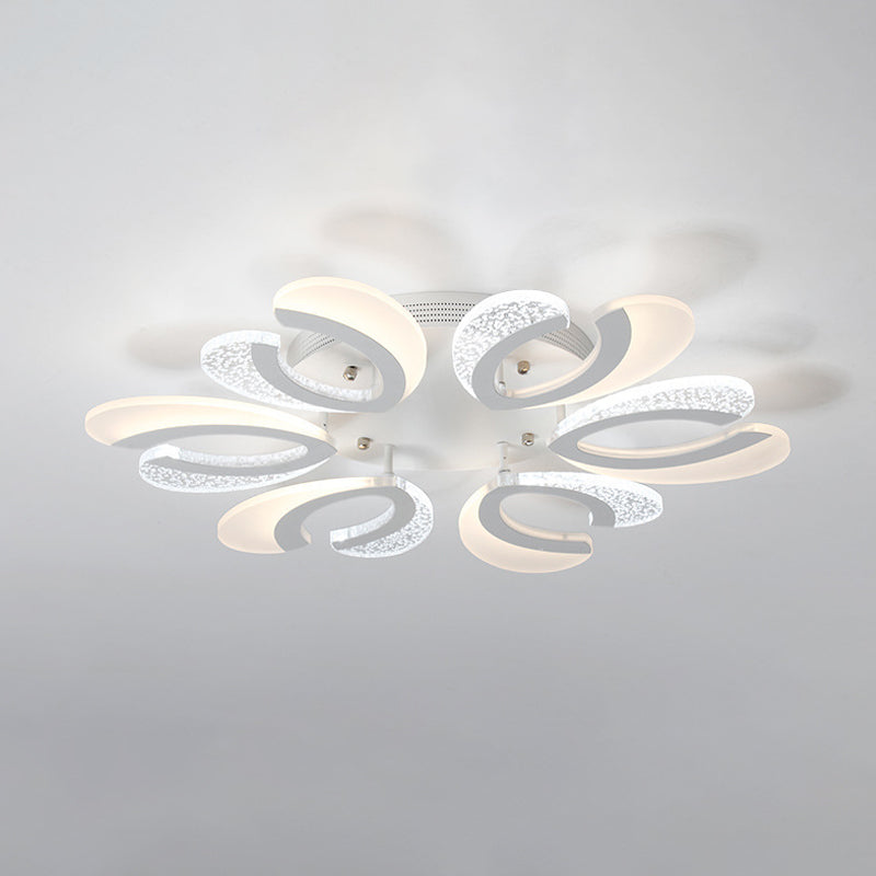 Stylish Modern 4/6/12 Lights Ceiling Lamp White Coral LED Semi Flush Light with Acrylic Shade in Warm/White Light Clearhalo 'Ceiling Lights' 'Close To Ceiling Lights' 'Close to ceiling' 'Semi-flushmount' Lighting' 1935377