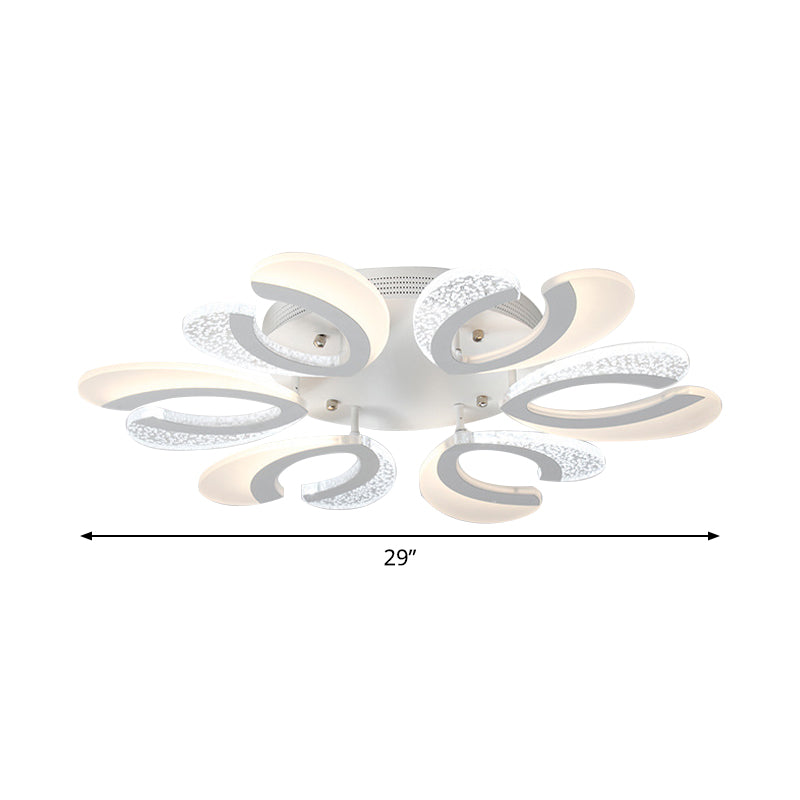 Stylish Modern 4/6/12 Lights Ceiling Lamp White Coral LED Semi Flush Light with Acrylic Shade in Warm/White Light Clearhalo 'Ceiling Lights' 'Close To Ceiling Lights' 'Close to ceiling' 'Semi-flushmount' Lighting' 1935378