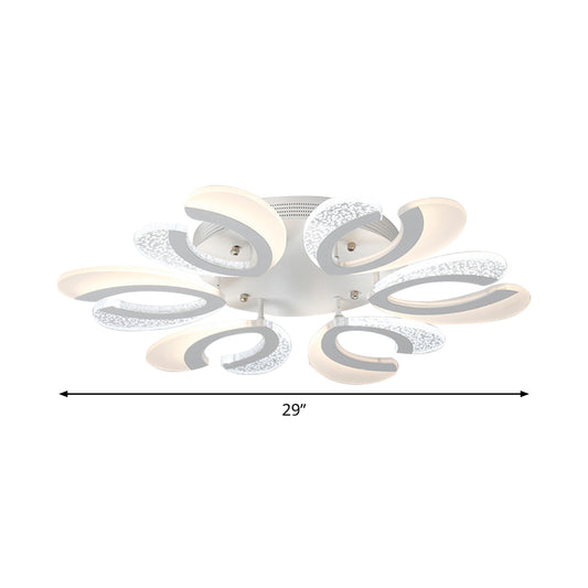 Stylish Modern 4/6/12 Lights Ceiling Lamp White Coral LED Semi Flush Light with Acrylic Shade in Warm/White Light Clearhalo 'Ceiling Lights' 'Close To Ceiling Lights' 'Close to ceiling' 'Semi-flushmount' Lighting' 1935378