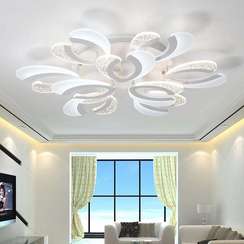 Stylish Modern 4/6/12 Lights Ceiling Lamp White Coral LED Semi Flush Light with Acrylic Shade in Warm/White Light 9 White Clearhalo 'Ceiling Lights' 'Close To Ceiling Lights' 'Close to ceiling' 'Semi-flushmount' Lighting' 1935379