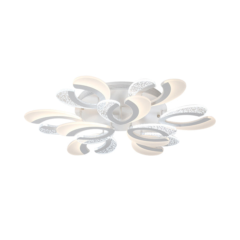 Stylish Modern 4/6/12 Lights Ceiling Lamp White Coral LED Semi Flush Light with Acrylic Shade in Warm/White Light Clearhalo 'Ceiling Lights' 'Close To Ceiling Lights' 'Close to ceiling' 'Semi-flushmount' Lighting' 1935380