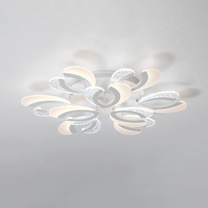 Stylish Modern 4/6/12 Lights Ceiling Lamp White Coral LED Semi Flush Light with Acrylic Shade in Warm/White Light Clearhalo 'Ceiling Lights' 'Close To Ceiling Lights' 'Close to ceiling' 'Semi-flushmount' Lighting' 1935381