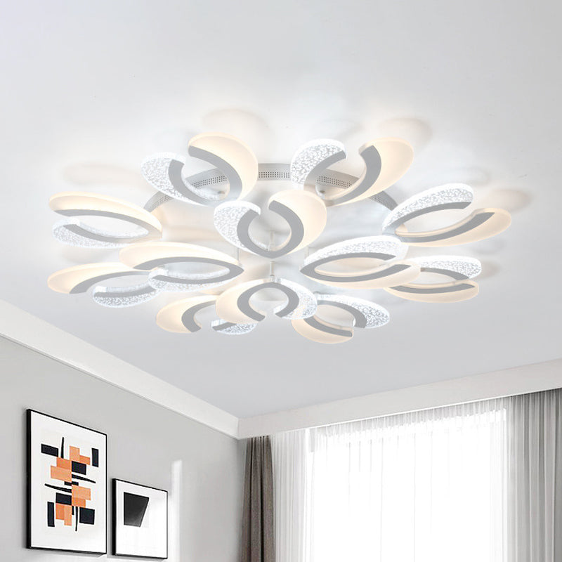 Stylish Modern 4/6/12 Lights Ceiling Lamp White Coral LED Semi Flush Light with Acrylic Shade in Warm/White Light Clearhalo 'Ceiling Lights' 'Close To Ceiling Lights' 'Close to ceiling' 'Semi-flushmount' Lighting' 1935384