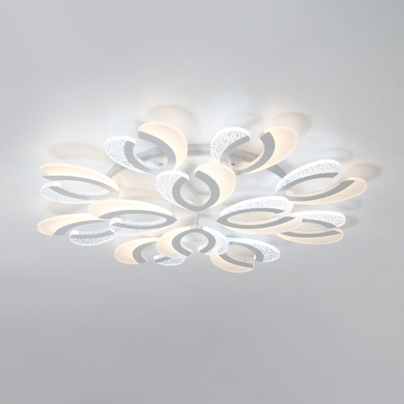 Stylish Modern 4/6/12 Lights Ceiling Lamp White Coral LED Semi Flush Light with Acrylic Shade in Warm/White Light Clearhalo 'Ceiling Lights' 'Close To Ceiling Lights' 'Close to ceiling' 'Semi-flushmount' Lighting' 1935386