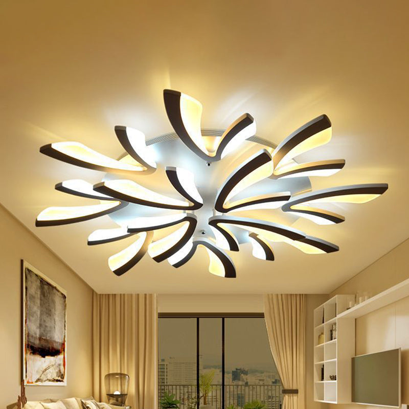 Coral Semi Flush Mount Ceiling Light Modernism Acrylic 3/5/12-Head White Flushmount in Warm/White Light Clearhalo 'Ceiling Lights' 'Close To Ceiling Lights' 'Close to ceiling' 'Semi-flushmount' Lighting' 1935423