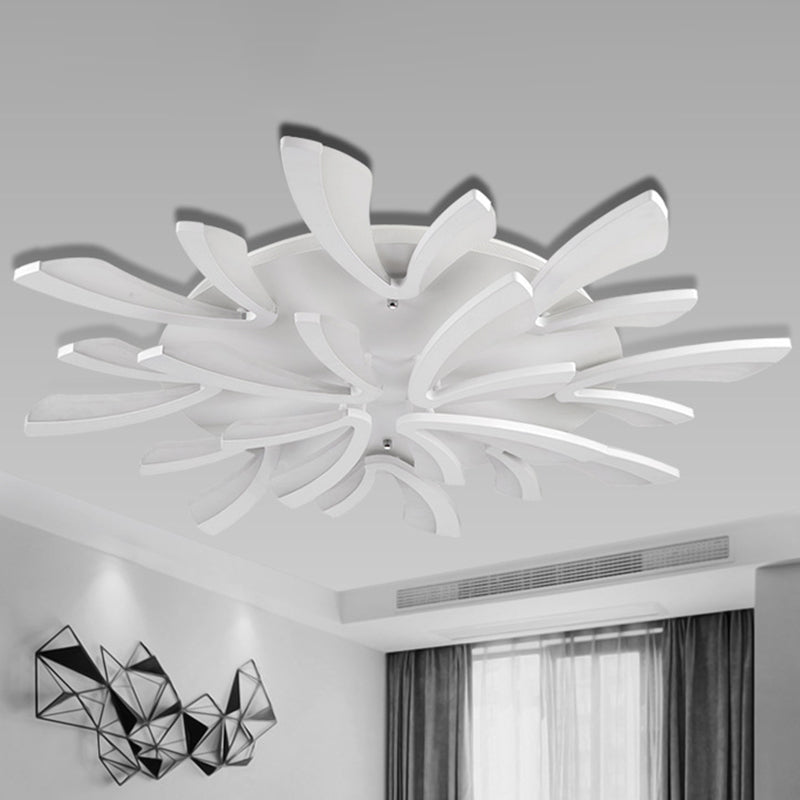 Coral Semi Flush Mount Ceiling Light Modernism Acrylic 3/5/12-Head White Flushmount in Warm/White Light Clearhalo 'Ceiling Lights' 'Close To Ceiling Lights' 'Close to ceiling' 'Semi-flushmount' Lighting' 1935424