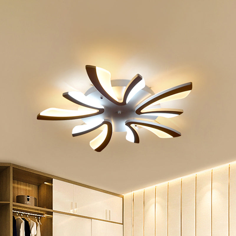 Coral Semi Flush Mount Ceiling Light Modernism Acrylic 3/5/12-Head White Flushmount in Warm/White Light Clearhalo 'Ceiling Lights' 'Close To Ceiling Lights' 'Close to ceiling' 'Semi-flushmount' Lighting' 1935432