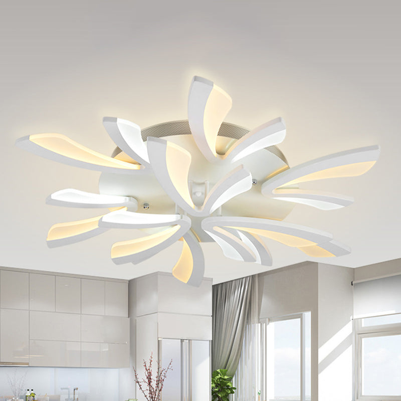 Coral Semi Flush Mount Ceiling Light Modernism Acrylic 3/5/12-Head White Flushmount in Warm/White Light 9 White Clearhalo 'Ceiling Lights' 'Close To Ceiling Lights' 'Close to ceiling' 'Semi-flushmount' Lighting' 1935436