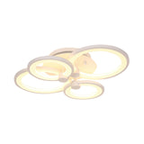 Multiple-Ring Metal Ceiling Lighting Modernist 4/6/8-Bulb Black/White LED Semi Flush Light for Living Room 4 White Clearhalo 'Ceiling Lights' 'Close To Ceiling Lights' 'Close to ceiling' 'Semi-flushmount' Lighting' 1935448