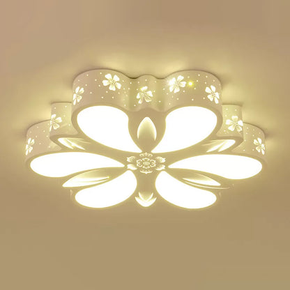 Cut-out Flower Flush Mount Ceiling Light Contemporary Acrylic White LED Flushmount Lighting in Warm/White/3 Color Light White Clearhalo 'Ceiling Lights' 'Close To Ceiling Lights' 'Close to ceiling' 'Flush mount' Lighting' 1935474