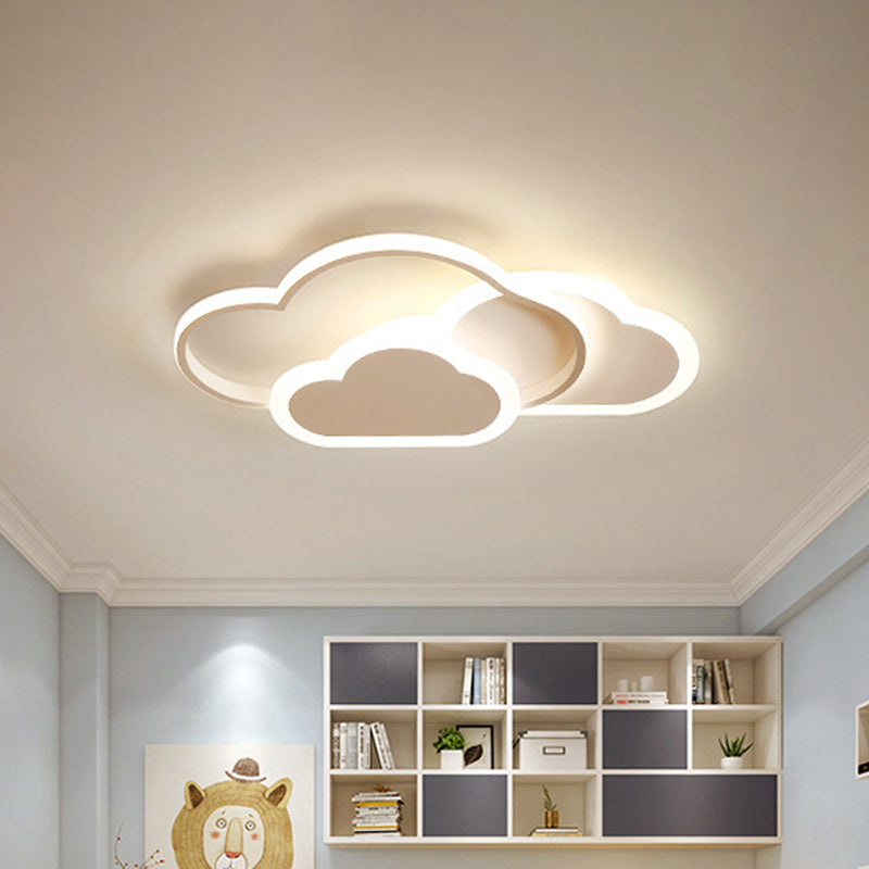 Acrylic Cloudy Flush Ceiling Light Cartoon White/Pink LED Flush Mounted Lamp in Warm/White Light for Bedroom, 16.5"/20.5" Wide Clearhalo 'Ceiling Lights' 'Close To Ceiling Lights' 'Close to ceiling' 'Flush mount' Lighting' 1935492