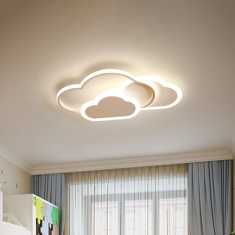 Acrylic Cloudy Flush Ceiling Light Cartoon White/Pink LED Flush Mounted Lamp in Warm/White Light for Bedroom, 16.5"/20.5" Wide Clearhalo 'Ceiling Lights' 'Close To Ceiling Lights' 'Close to ceiling' 'Flush mount' Lighting' 1935493