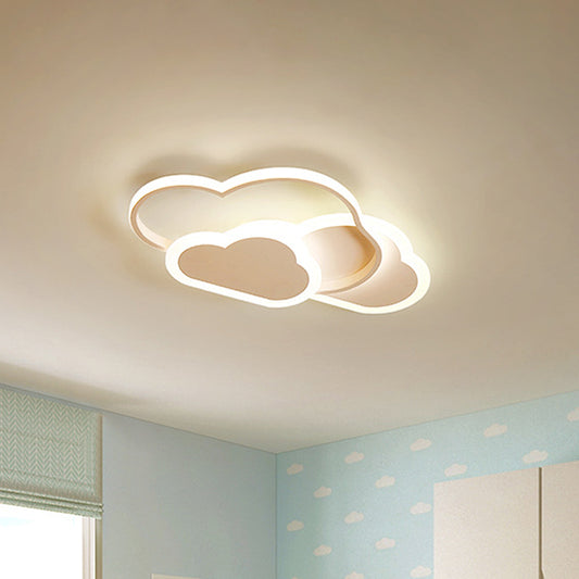 Acrylic Cloudy Flush Ceiling Light Cartoon White/Pink LED Flush Mounted Lamp in Warm/White Light for Bedroom, 16.5"/20.5" Wide Clearhalo 'Ceiling Lights' 'Close To Ceiling Lights' 'Close to ceiling' 'Flush mount' Lighting' 1935494