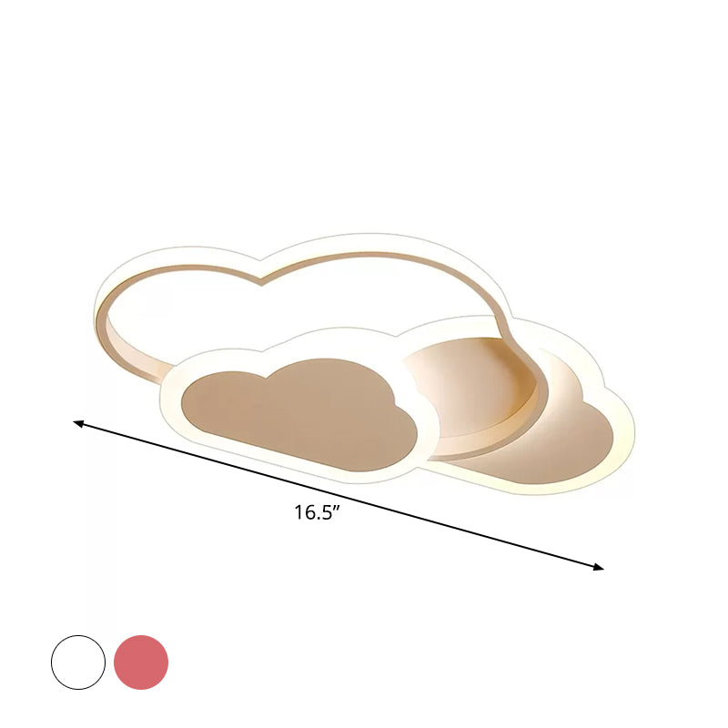 Acrylic Cloudy Flush Ceiling Light Cartoon White/Pink LED Flush Mounted Lamp in Warm/White Light for Bedroom, 16.5"/20.5" Wide Clearhalo 'Ceiling Lights' 'Close To Ceiling Lights' 'Close to ceiling' 'Flush mount' Lighting' 1935496