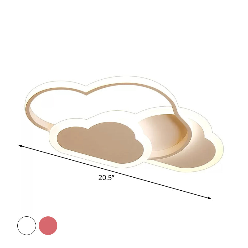 Acrylic Cloudy Flush Ceiling Light Cartoon White/Pink LED Flush Mounted Lamp in Warm/White Light for Bedroom, 16.5"/20.5" Wide Clearhalo 'Ceiling Lights' 'Close To Ceiling Lights' 'Close to ceiling' 'Flush mount' Lighting' 1935497