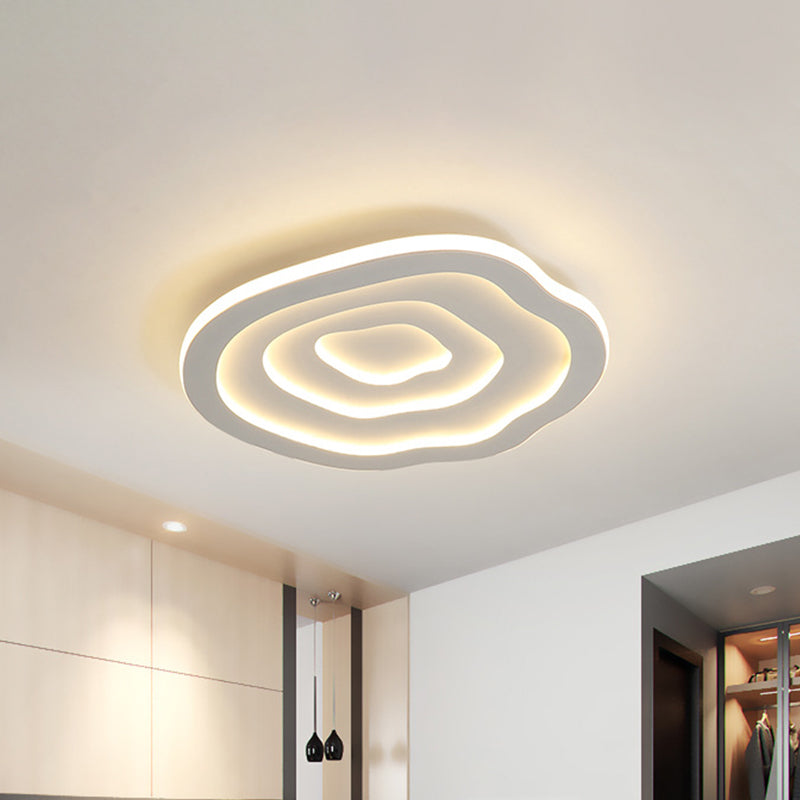 16"/19.5" W LED Bedroom Ceiling Lamp Modernist White Flush Mount Light with Flower/Pentagon/Triangle Acrylic Shade Clearhalo 'Ceiling Lights' 'Close To Ceiling Lights' 'Close to ceiling' 'Flush mount' Lighting' 1935516