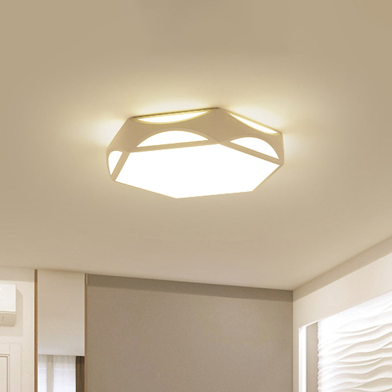 Black/White Hexagon Ceiling Flush Mount Contemporary Acrylic LED Flush Light with/without Remote Control White Clearhalo 'Ceiling Lights' 'Close To Ceiling Lights' 'Close to ceiling' 'Flush mount' Lighting' 1935538