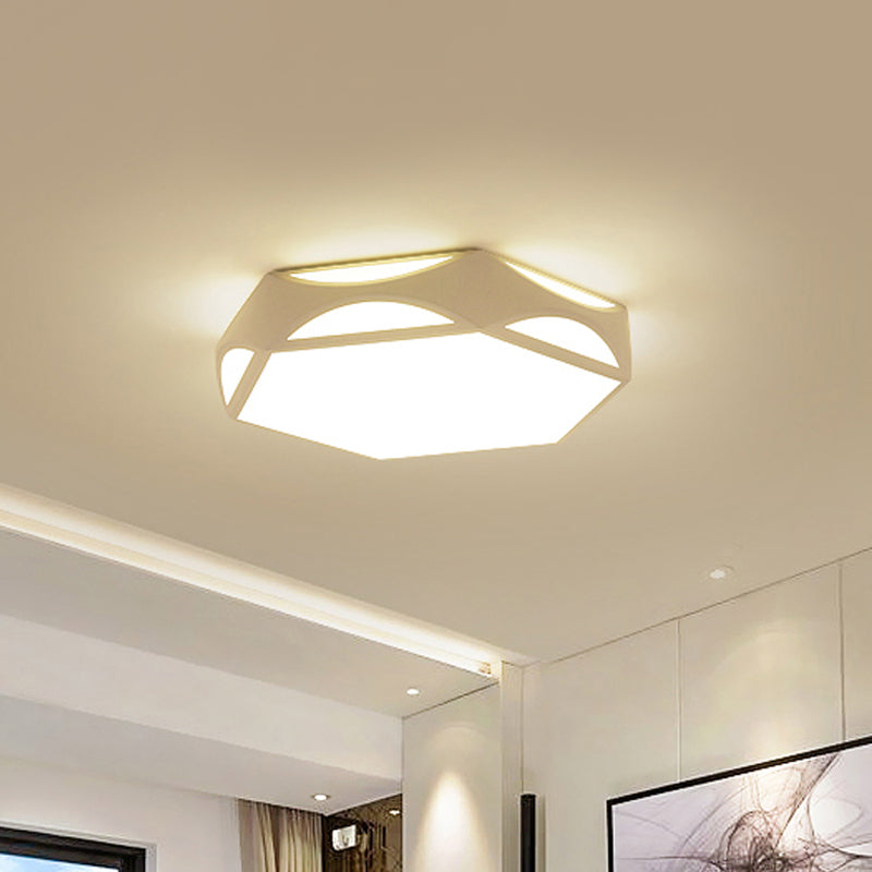 Black/White Hexagon Ceiling Flush Mount Contemporary Acrylic LED Flush Light with/without Remote Control Clearhalo 'Ceiling Lights' 'Close To Ceiling Lights' 'Close to ceiling' 'Flush mount' Lighting' 1935539