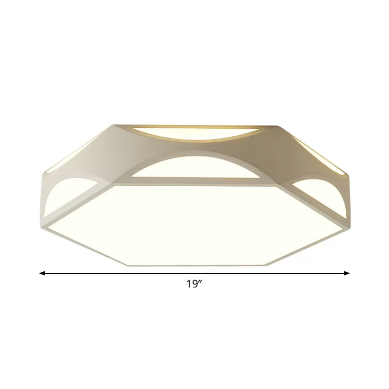 Black/White Hexagon Ceiling Flush Mount Contemporary Acrylic LED Flush Light with/without Remote Control Clearhalo 'Ceiling Lights' 'Close To Ceiling Lights' 'Close to ceiling' 'Flush mount' Lighting' 1935542