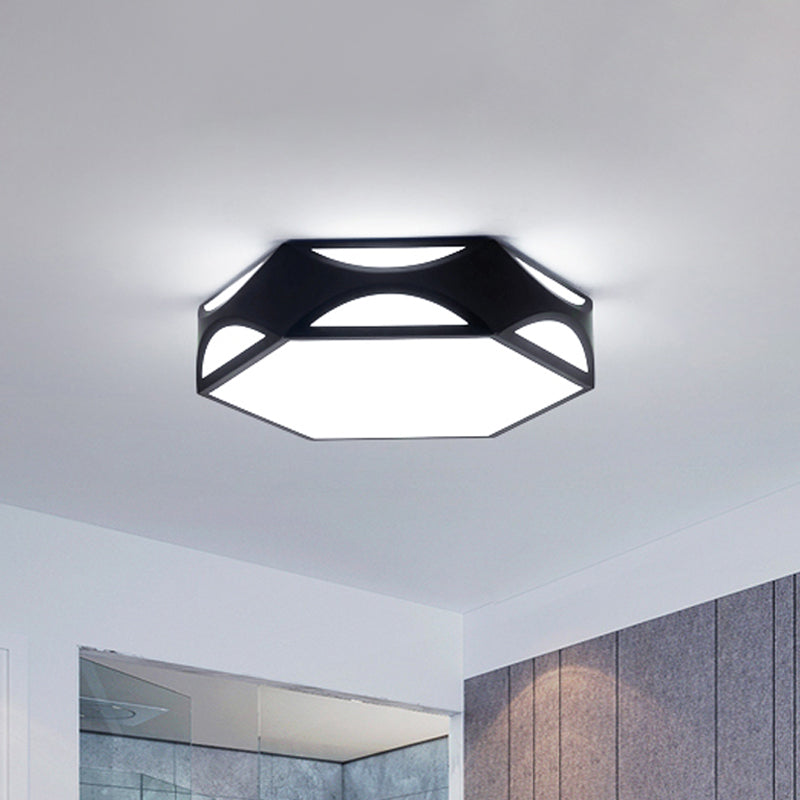 Black/White Hexagon Ceiling Flush Mount Contemporary Acrylic LED Flush Light with/without Remote Control Black Clearhalo 'Ceiling Lights' 'Close To Ceiling Lights' 'Close to ceiling' 'Flush mount' Lighting' 1935543