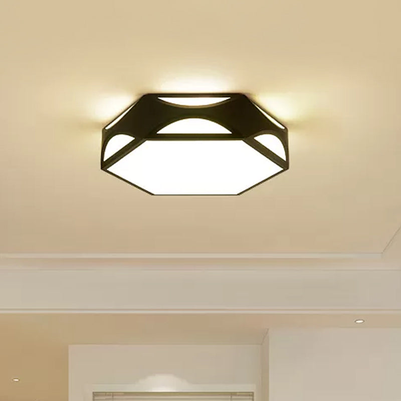 Black/White Hexagon Ceiling Flush Mount Contemporary Acrylic LED Flush Light with/without Remote Control Clearhalo 'Ceiling Lights' 'Close To Ceiling Lights' 'Close to ceiling' 'Flush mount' Lighting' 1935544