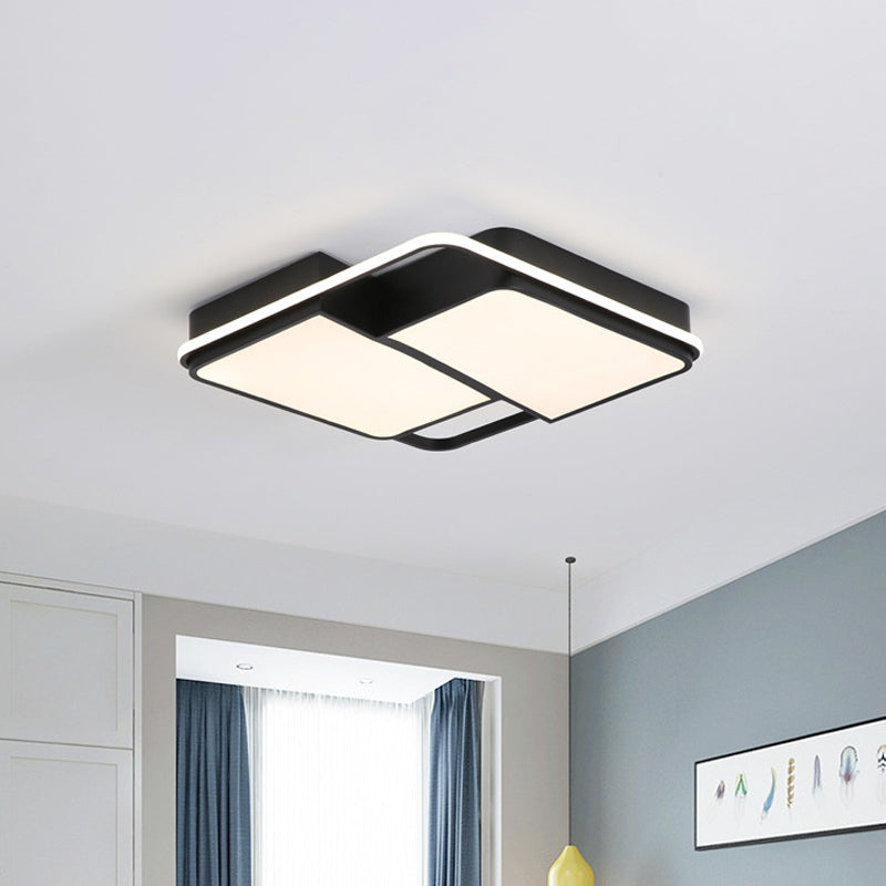 Split Square/Rectangle Bedroom Flushmount Acrylic Modernist LED Ceiling Light in Black with/without Remote Clearhalo 'Ceiling Lights' 'Close To Ceiling Lights' 'Close to ceiling' 'Flush mount' Lighting' 1935549