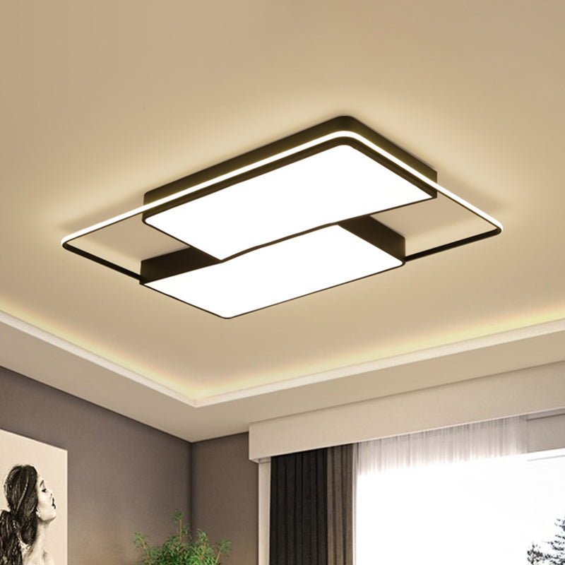 Split Square/Rectangle Bedroom Flushmount Acrylic Modernist LED Ceiling Light in Black with/without Remote Clearhalo 'Ceiling Lights' 'Close To Ceiling Lights' 'Close to ceiling' 'Flush mount' Lighting' 1935553