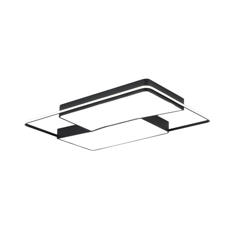 Split Square/Rectangle Bedroom Flushmount Acrylic Modernist LED Ceiling Light in Black with/without Remote Clearhalo 'Ceiling Lights' 'Close To Ceiling Lights' 'Close to ceiling' 'Flush mount' Lighting' 1935554