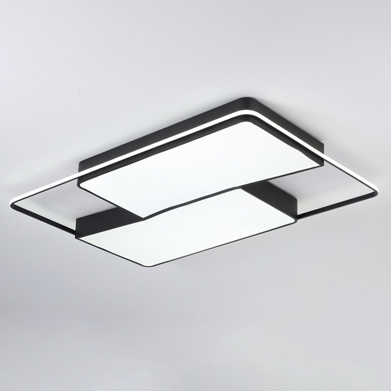 Split Square/Rectangle Bedroom Flushmount Acrylic Modernist LED Ceiling Light in Black with/without Remote Clearhalo 'Ceiling Lights' 'Close To Ceiling Lights' 'Close to ceiling' 'Flush mount' Lighting' 1935555