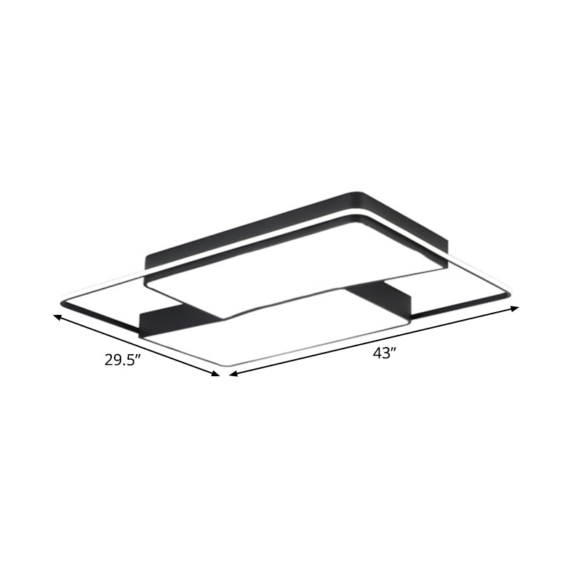 Split Square/Rectangle Bedroom Flushmount Acrylic Modernist LED Ceiling Light in Black with/without Remote Clearhalo 'Ceiling Lights' 'Close To Ceiling Lights' 'Close to ceiling' 'Flush mount' Lighting' 1935556