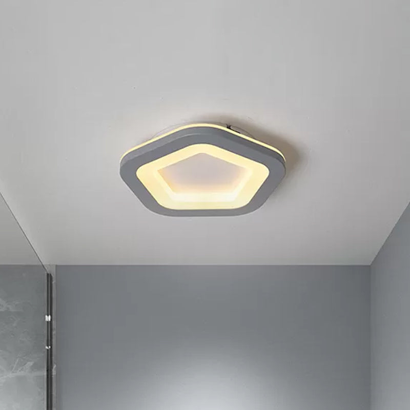 Nordic Integrated LED Flush Light Grey Flower/Square/Pentagon Small Ceiling Mount Light with Acrylic Shade in Warm/White Light Clearhalo 'Ceiling Lights' 'Close To Ceiling Lights' 'Close to ceiling' 'Flush mount' Lighting' 1935574