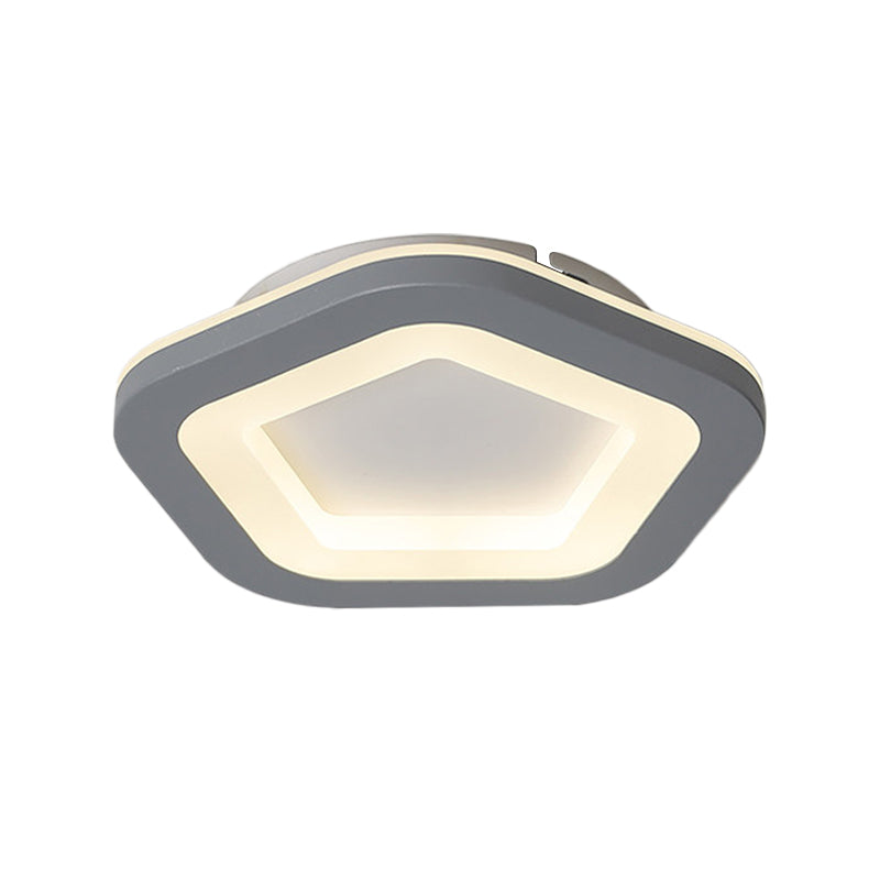 Nordic Integrated LED Flush Light Grey Flower/Square/Pentagon Small Ceiling Mount Light with Acrylic Shade in Warm/White Light Clearhalo 'Ceiling Lights' 'Close To Ceiling Lights' 'Close to ceiling' 'Flush mount' Lighting' 1935575