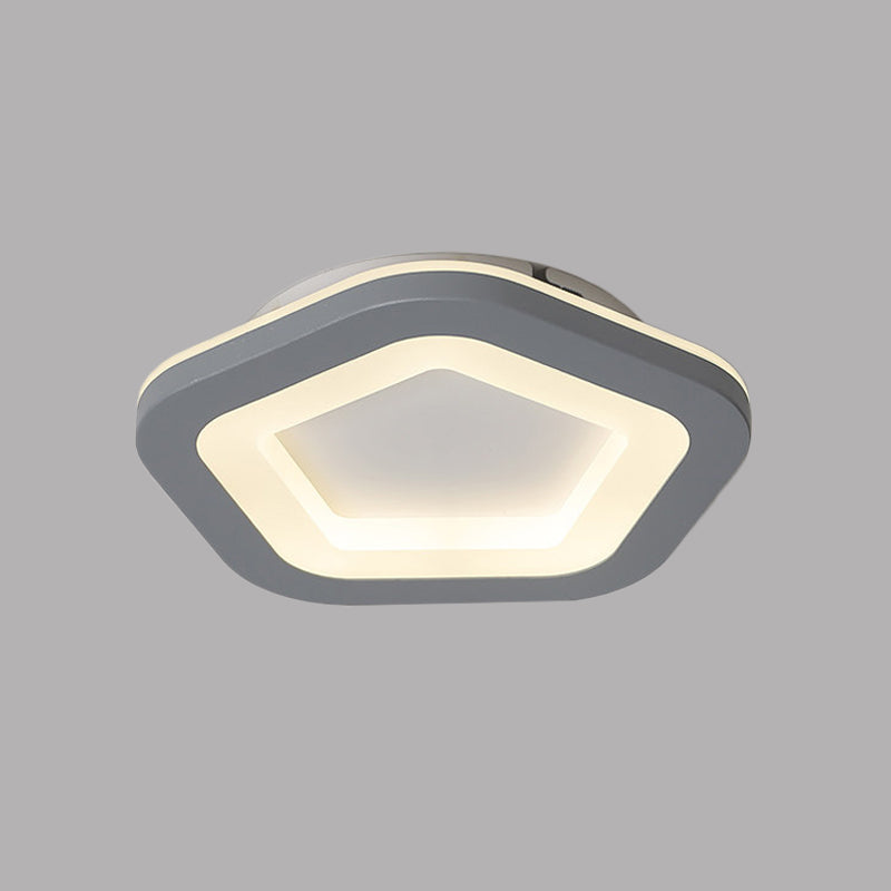 Nordic Integrated LED Flush Light Grey Flower/Square/Pentagon Small Ceiling Mount Light with Acrylic Shade in Warm/White Light Clearhalo 'Ceiling Lights' 'Close To Ceiling Lights' 'Close to ceiling' 'Flush mount' Lighting' 1935576