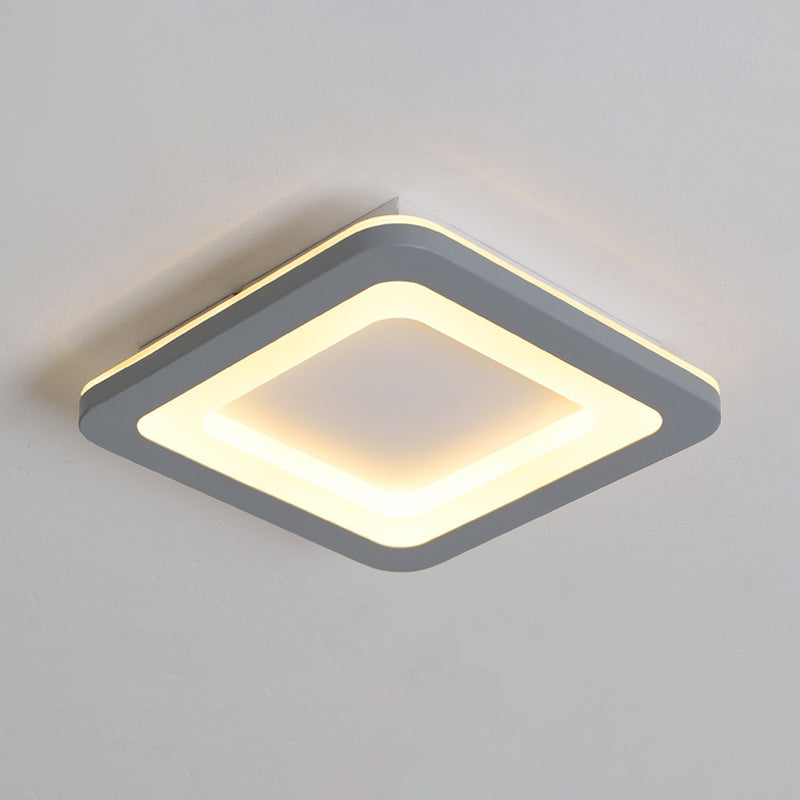 Nordic Integrated LED Flush Light Grey Flower/Square/Pentagon Small Ceiling Mount Light with Acrylic Shade in Warm/White Light Clearhalo 'Ceiling Lights' 'Close To Ceiling Lights' 'Close to ceiling' 'Flush mount' Lighting' 1935586