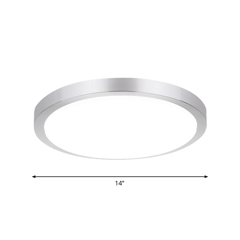 Silver Round Flush Ceiling Light Simple 14"/16" Wide LED Acrylic Flush Mounted Lamp in Warm/White Light for Living Room Clearhalo 'Ceiling Lights' 'Close To Ceiling Lights' 'Close to ceiling' 'Flush mount' Lighting' 1935620