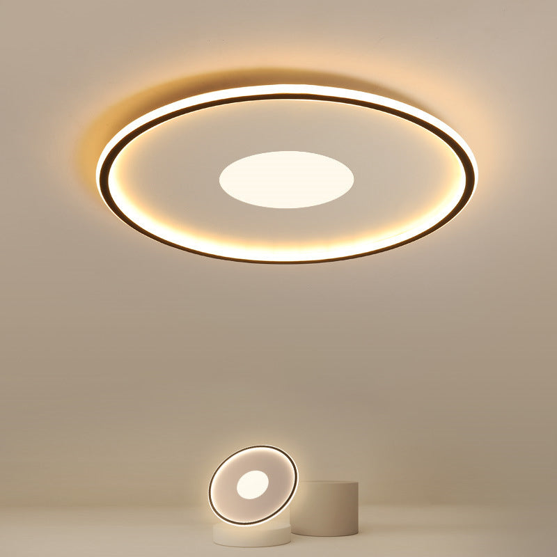 Disk-Shaped Ultrathin Ceiling Lighting Minimalist Acrylic Black/Gold LED Flush Mount for Bedroom, 12"/19.5"/23.5" Dia Black Clearhalo 'Ceiling Lights' 'Close To Ceiling Lights' 'Close to ceiling' 'Flush mount' Lighting' 1935644