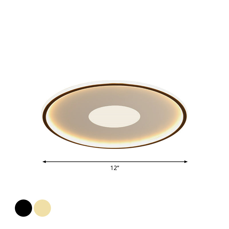 Disk-Shaped Ultrathin Ceiling Lighting Minimalist Acrylic Black/Gold LED Flush Mount for Bedroom, 12"/19.5"/23.5" Dia Clearhalo 'Ceiling Lights' 'Close To Ceiling Lights' 'Close to ceiling' 'Flush mount' Lighting' 1935648