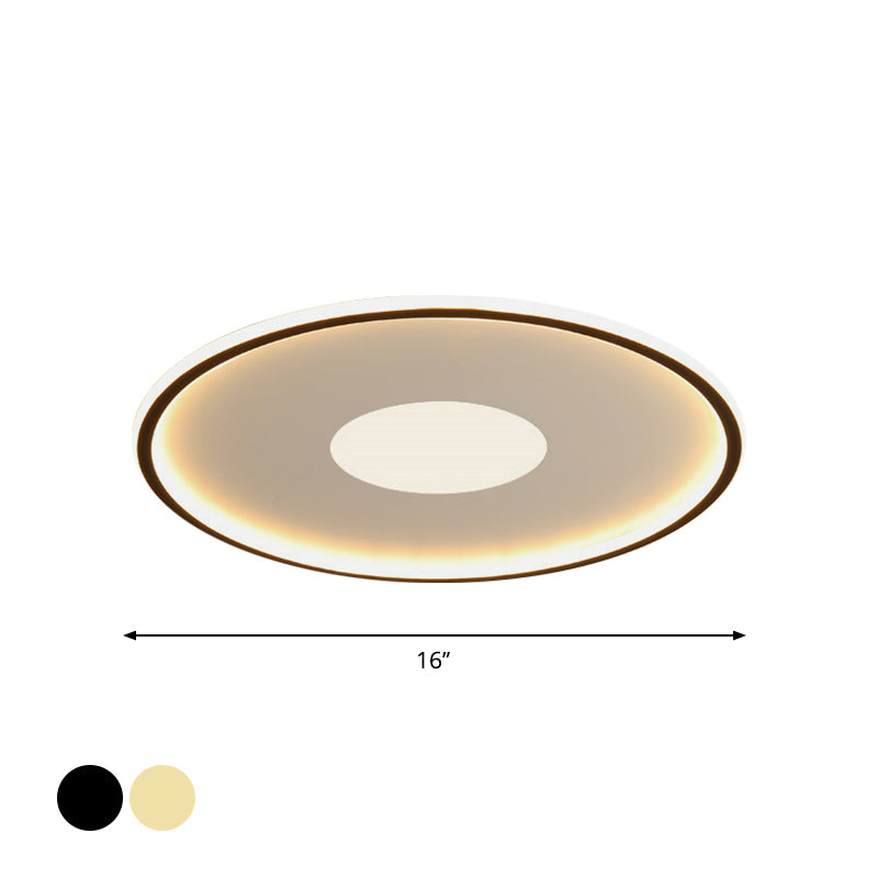 Disk-Shaped Ultrathin Ceiling Lighting Minimalist Acrylic Black/Gold LED Flush Mount for Bedroom, 12"/19.5"/23.5" Dia Clearhalo 'Ceiling Lights' 'Close To Ceiling Lights' 'Close to ceiling' 'Flush mount' Lighting' 1935649