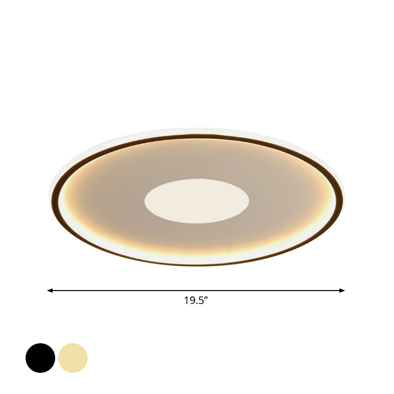 Disk-Shaped Ultrathin Ceiling Lighting Minimalist Acrylic Black/Gold LED Flush Mount for Bedroom, 12"/19.5"/23.5" Dia Clearhalo 'Ceiling Lights' 'Close To Ceiling Lights' 'Close to ceiling' 'Flush mount' Lighting' 1935650